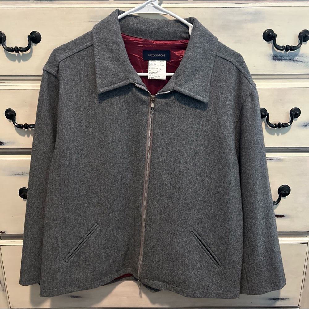 Piazza Sempione Gray Wool Zip Front Jacket Made Italy 46 IT US 10/large
